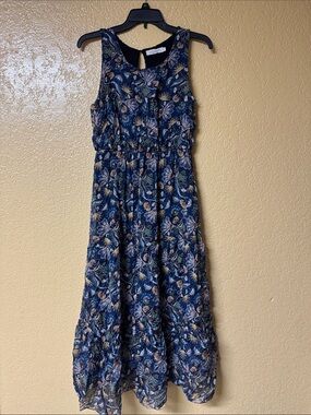 ' Navy Floral Sleeveless Summer Dress